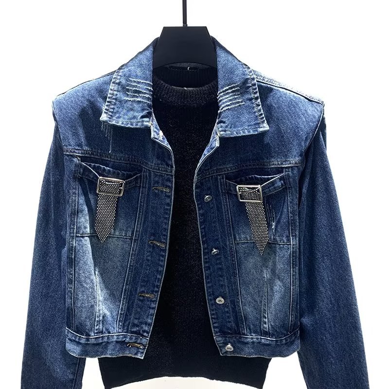 Men's Color Block Denim Jacket Oversized Coat Casual Loose Fit Jeans Jacket For Youth Autumn Spring Fashion Outerwear_voghion.com