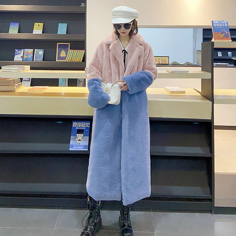 Plus Size Warm Faux Rabbit Fur Coat皮草外套女装仿兔毛衣保暖