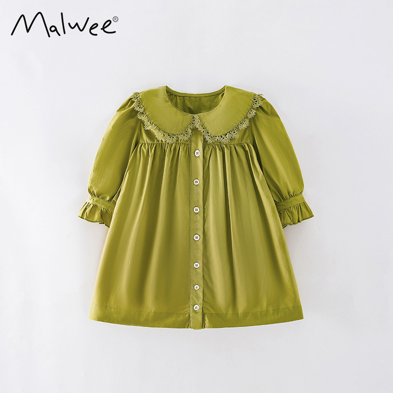 Malwee niñas vestido de primavera y otoño nuevos niños europeos y americanos de manga larga casual vestido de princesa para niños