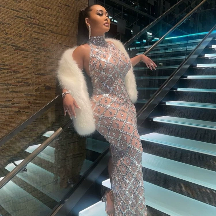 В наличии: сексуальное обтягивающее длинное платье без рукавов с кристаллами и молнией для вечеринок и ночных клубов в стиле европейских и американских знаменитостей.
