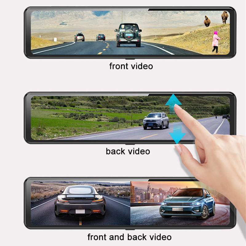 Cross-border screen driving recorder streaming media rearview mirror 4K HD Carplay before and after double recording GPS track