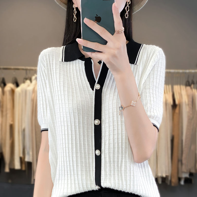 Fashionable design silk knitted summer elegant sweater