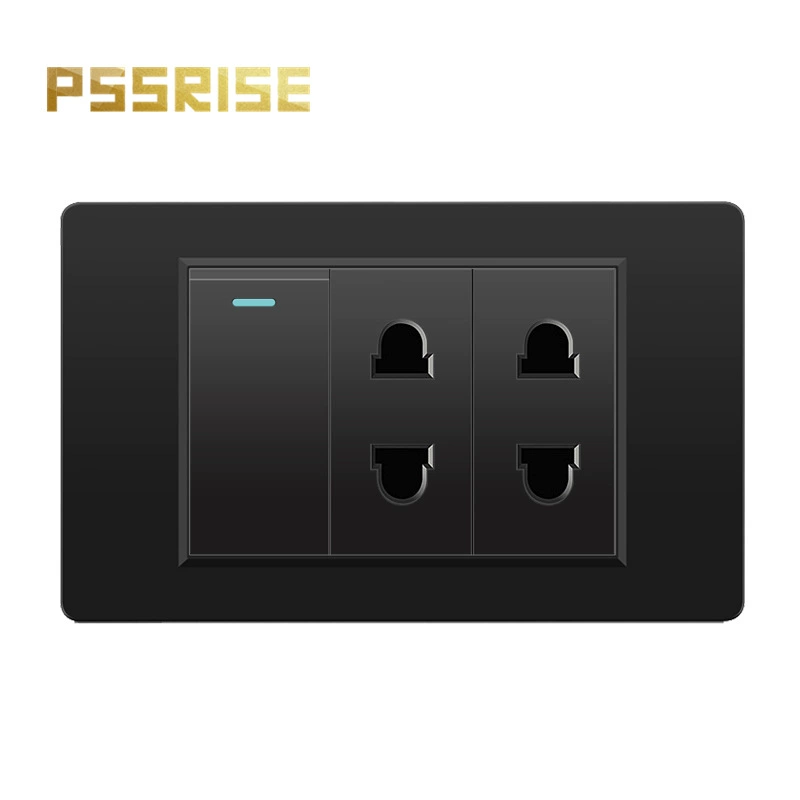 Черная настенная панельная розетка с 118 тип switch, тайваньская розетка с 20W type-C, шесть отверстий