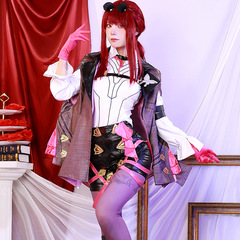 Cosplay dress for Kafka from Genshin Impact, featuring embroidery and a mature anime style.