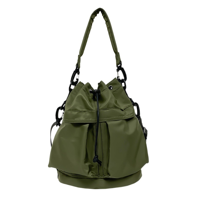 Bolso bandolera fresco de moda 2025 nuevo bolso de cubo de ocio de moda coreana bolso de nailon portátil con cordón de gran capacidad