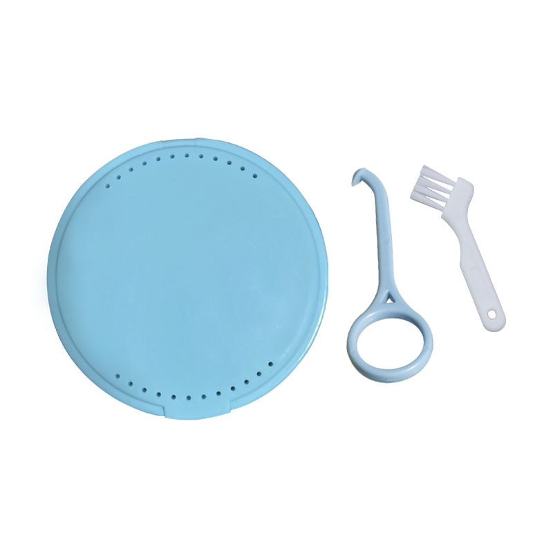 Dental redondo con espejo bracket invisible extractor de caja de retención de ortodoncia portátil caja de dientes falsos caja de almacenamiento de dientes cepillo