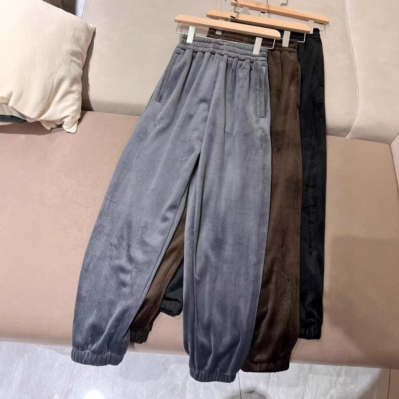 Clouds as soft! Italian BC Warm Pinstripe Straight Thick fleece-lined Casual Trousers for Women