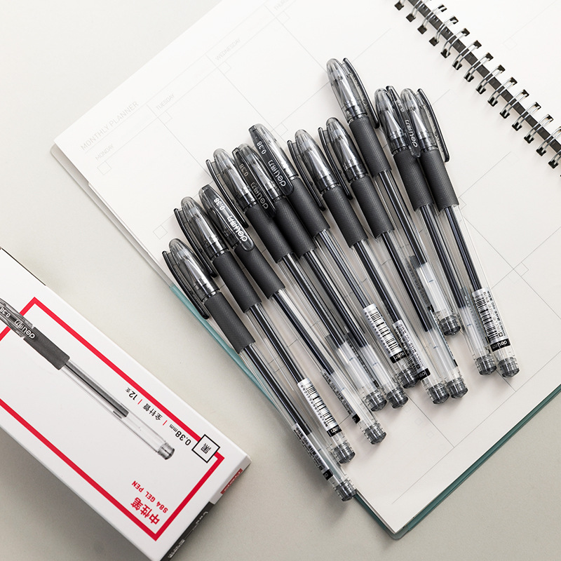 Bolígrafo neutro de 0.38mm para finanzas negro de aguja completa bolígrafo de sombrero de oficina de negocios bolígrafo S84