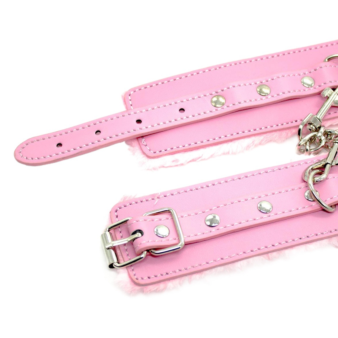 Esposas y tobilleras de felpa rosa de PU para mujeres, juguetes sexuales para adultos de entrenamiento, del fabricante.