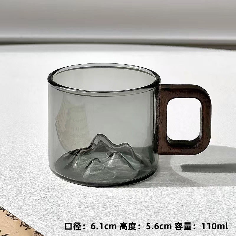 Tasas de té creativas con mango de madera casera, tazas de vidrio de pequeña capacidad, tazas de vidrio resistentes al calor, tazas de té