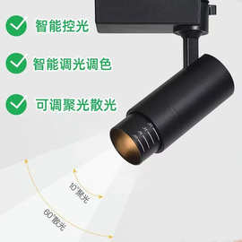 智能调焦轨道射灯无极变焦调光调色服装店餐厅展厅明装导轨灯路轨