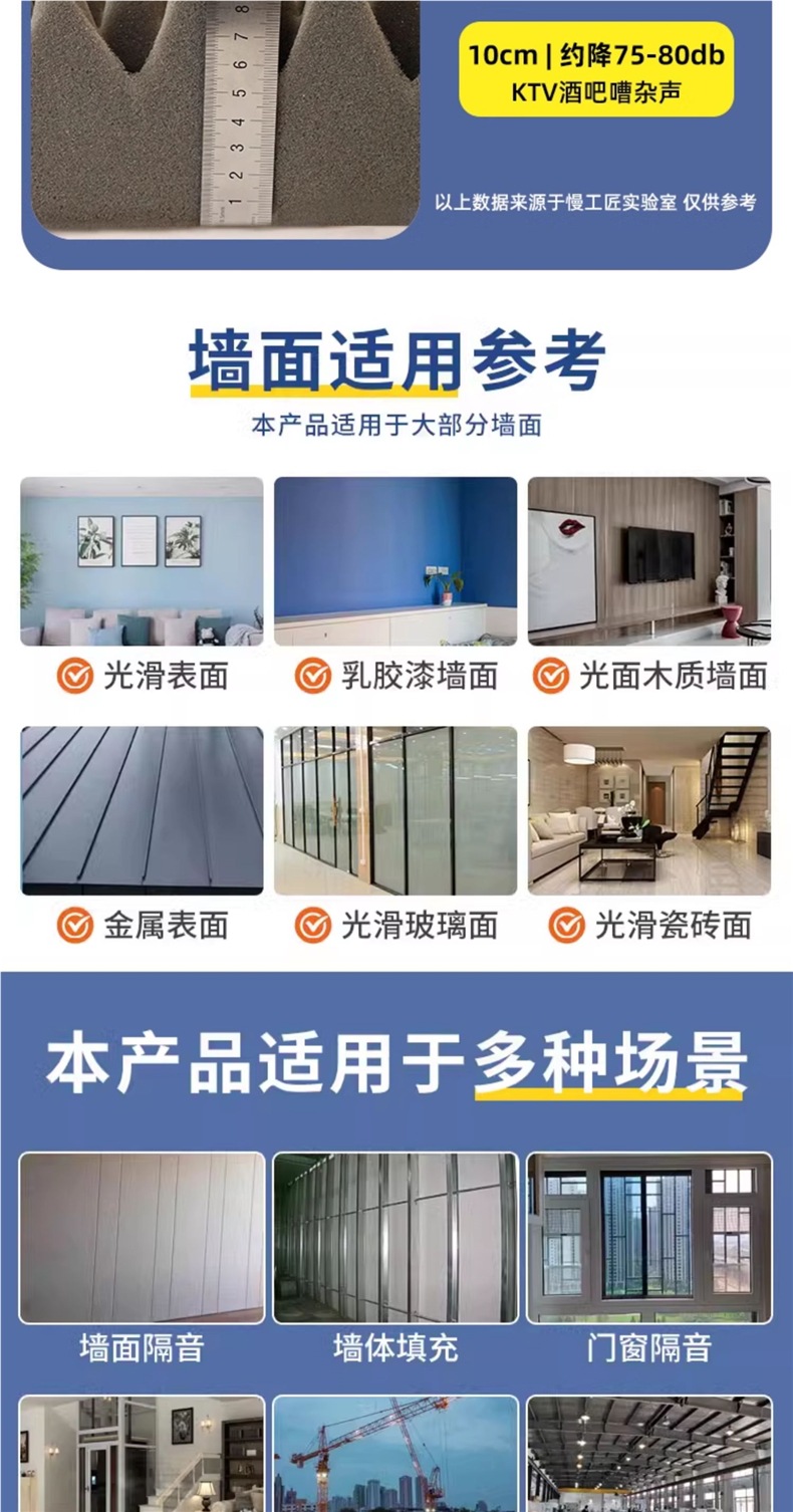 Soundproof Cotton Wall Sound-Absorbing Cotton Self-Adhesive Wall Stickers Bedroom Home Egg Cotton Super Soundproofing Artifact Soundproof Board Door Stickers