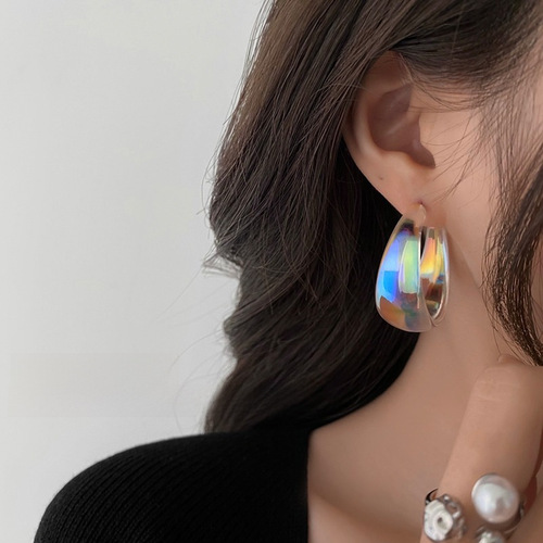  New Colorful Hong Kong Style Earrings for Women Trendy, Niche, Light Luxury, High-End, Personality, High-Profile Cold Style Earring Accessories