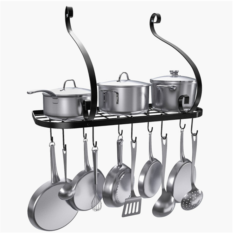 Wrought Iron Kitchen Shelf Storage Rack Folding Kitchen Wall-Mounted Rack Kitchen Storage Rack Wall-Mounted Pot Rack Cookware