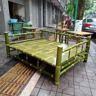 民宿中式竹制沙发床纯手工竹制竹床罗汉床楠竹家具禅意床榻躺椅-阿里巴巴