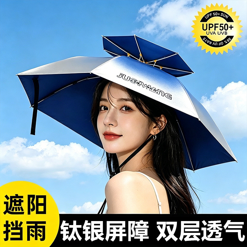 2026 New Model Multifunctional Head-Worn Umbrella Hat, Rainproof and Sun Protection, Portable Large Umbrella Specifically for Fishing