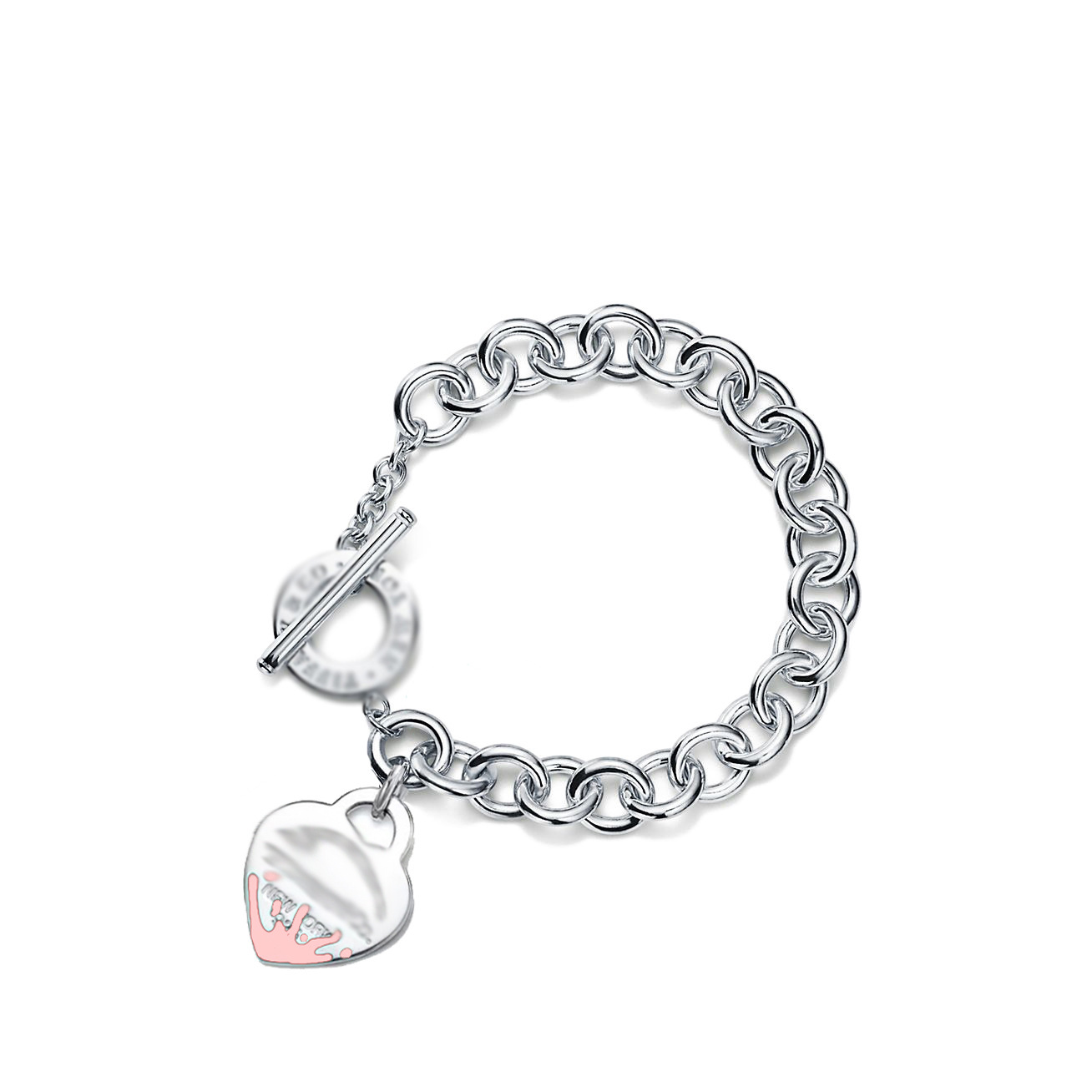 실버 TO 핑크 스플래시 잉크 하트 모양 팔찌