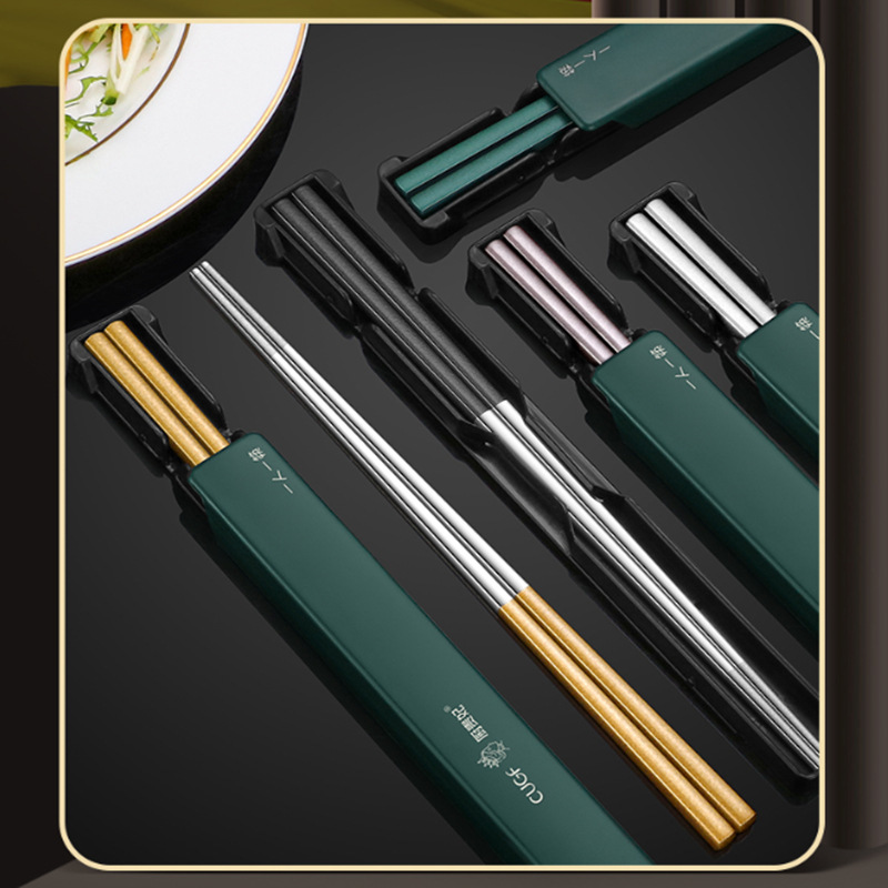 新款304不鏽鋼便攜筷子套裝單人裝家用戶外學生壹人食防滑餐具