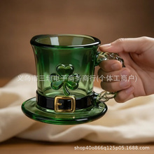 �羳Lucky Shamrock Leprechaun Hat Glass Mug���\����ñ�R�˱�
