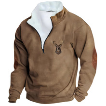 跨境欧美半拉链卫衣男款春秋款外贸3d数码印花长袖立领卫衣男款夹