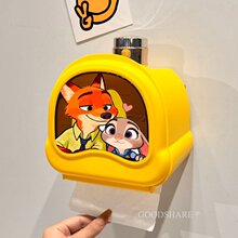 卫生间壁挂式纸巾盒疯狂动物城朱迪尼克家用厕所免打孔防水纸巾架