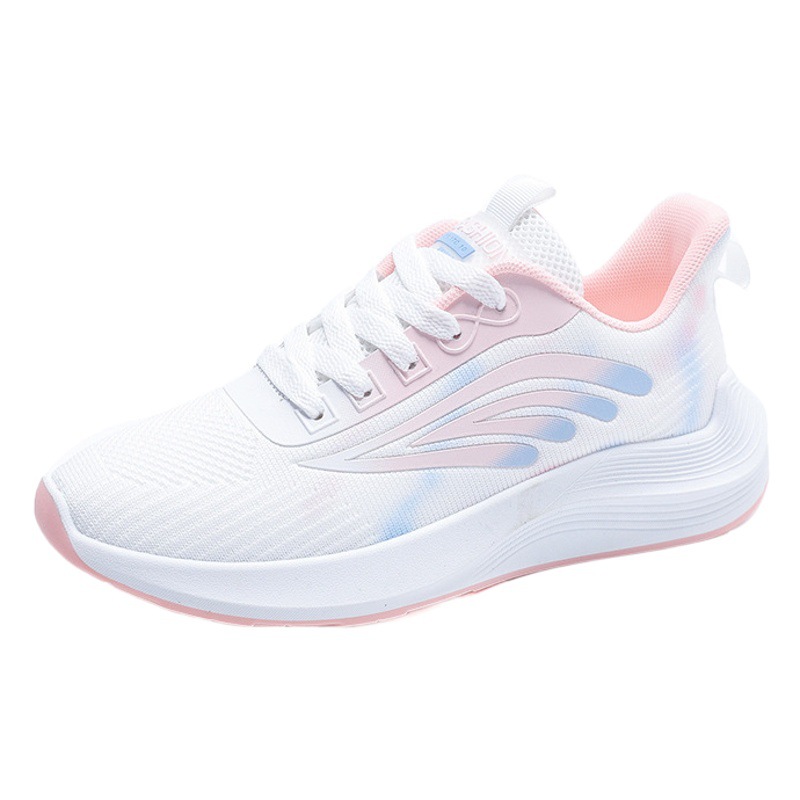 Zapatos deportivos para mujer 2025 primavera y verano nuevos zapatos de malla para mujer zapatos de viaje populares transpirables zapatos blancos tejidos planos casuales