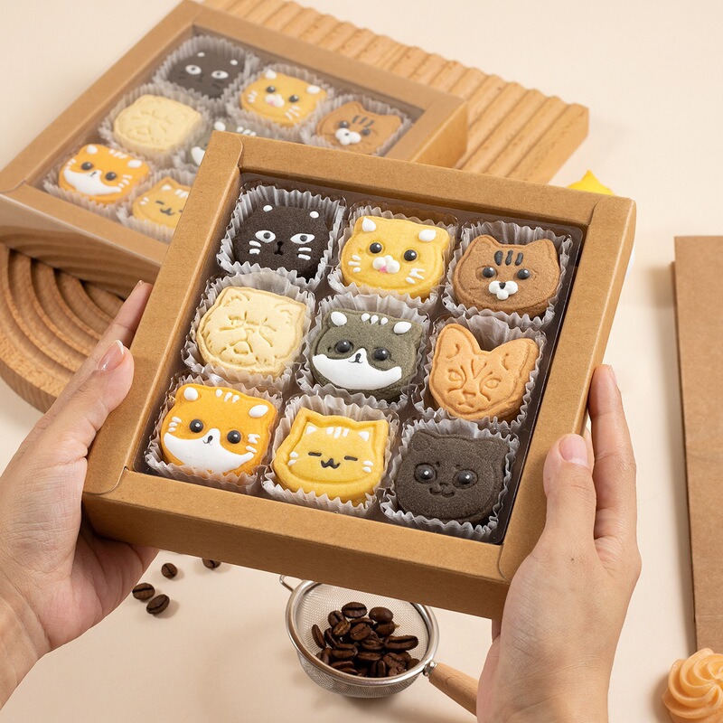 Cat Style Handmade Cookies Gift Box for Kidsren Cute Dessert Birthday Holiday Gift Snacks Gift