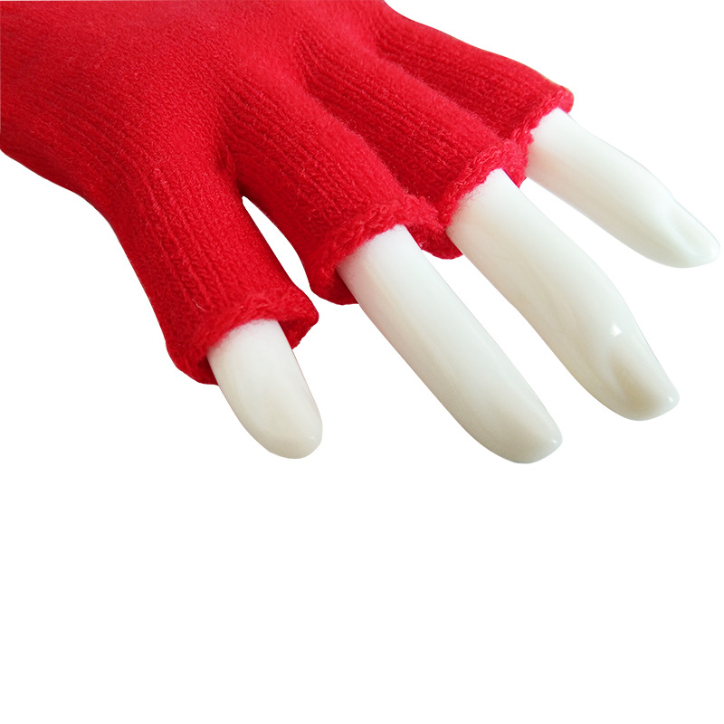 Especial transfronterizo para otoño e invierno cálido color sólido punto medio dedo guantes estudiante escribiendo guantes de entrenamiento sin dedos logotipo impreso