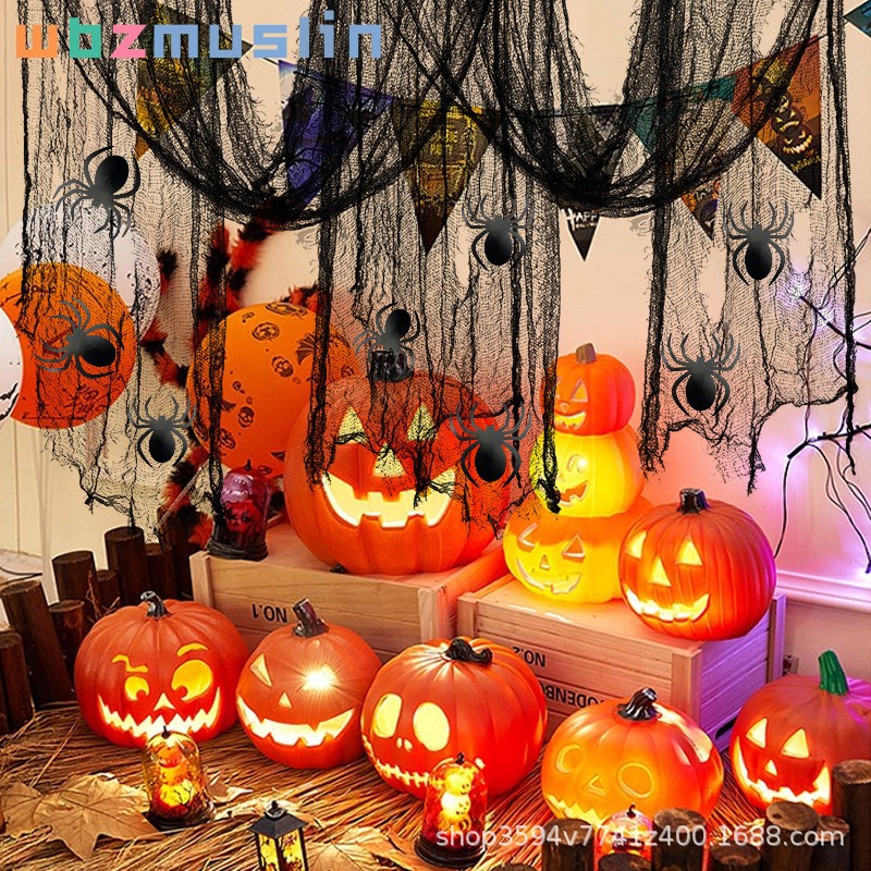 Decoración de Halloween gaza multicolor rover agujero colgar tela fantasma casa embrujada suministros de fiesta agujero de red