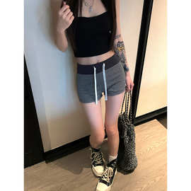 美式辣妹低腰短裤女夏季显瘦休闲运动裤设计感修身包臀热裤三分裤
