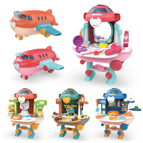 Cross-border children's simulation kitchen tableware, dressing accessories, tool set, pet play house, airplane, pet toys