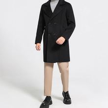 100羊毛双面呢大衣男中长款轻商务休闲毛呢外套双排扣羊毛呢子风