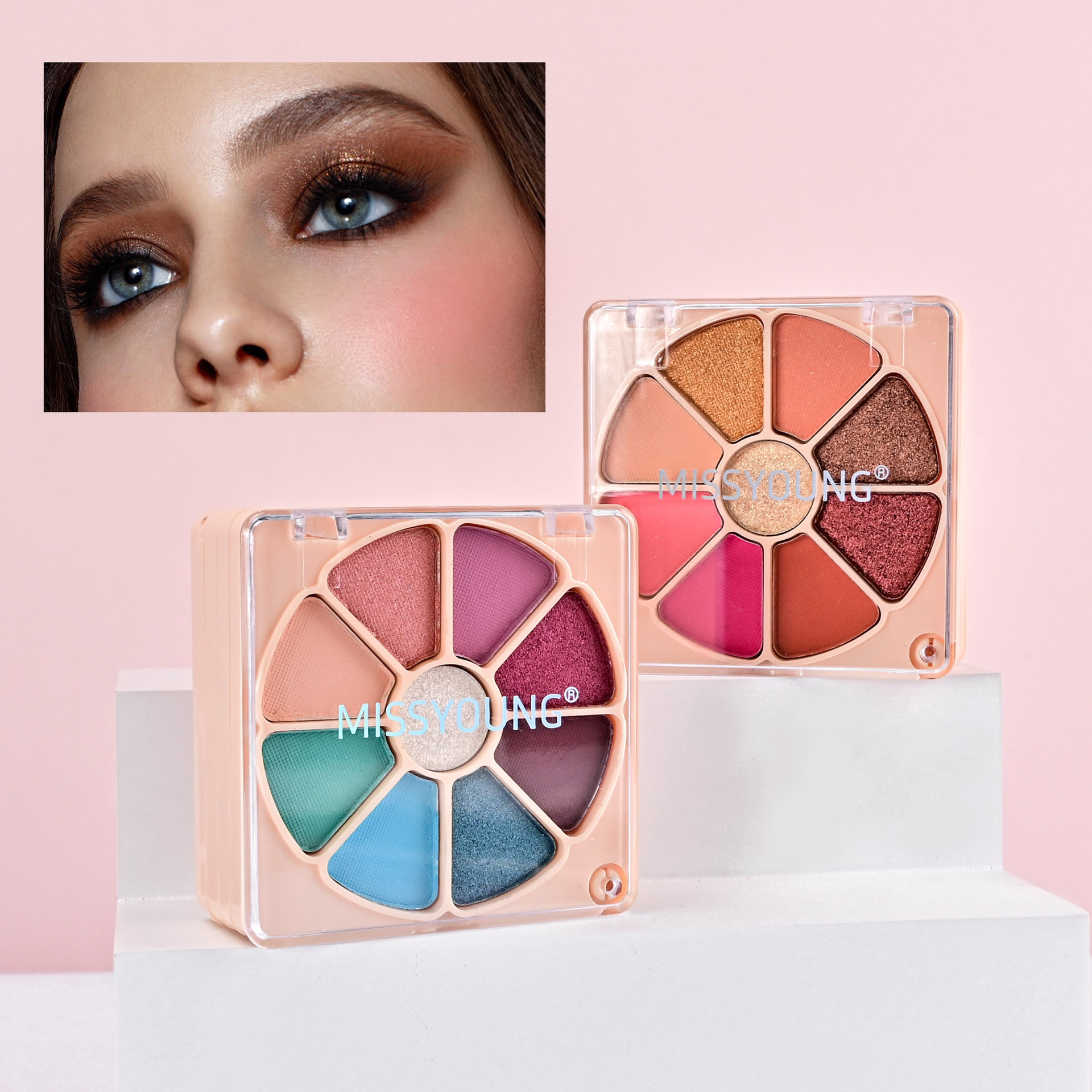 MISS YOUNG's new 21-color eyeshadow palette set, cross-border makeup gift set of Eyeshadow, Blush and glitter full figure