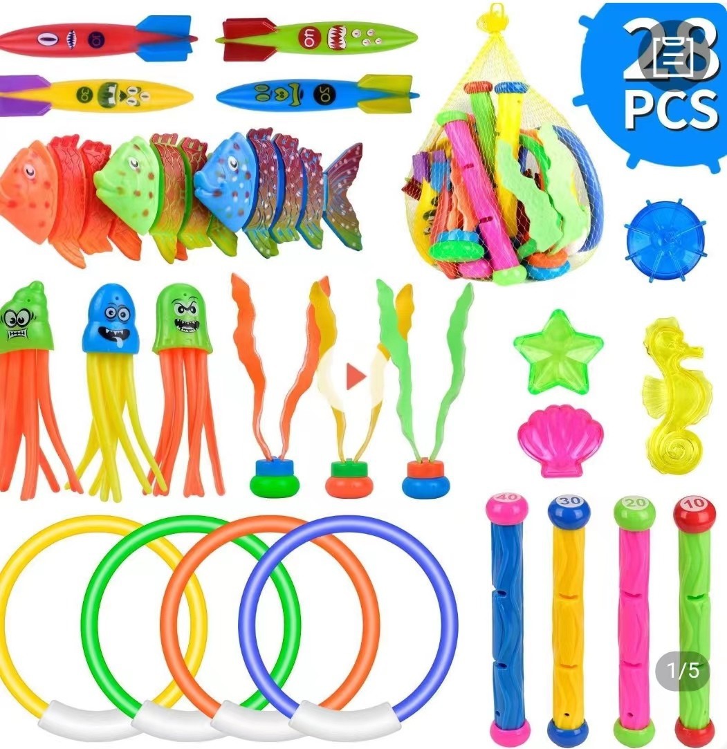 Juguetes de buceo transfronterizos Piscina al aire libre para niños Búsqueda del tesoro Buceo Peces y algas Torpedo Gemas Juego de juguetes acuáticos