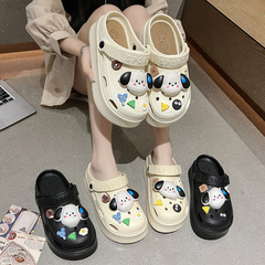 【源頭廠家直銷】洞洞鞋女夏季外穿2023新款踩屎感厚底包頭拖鞋女