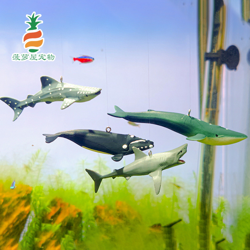 Venta caliente decoración de acuario simulación tiburón ballena azul mundo submarino tanque de peces blanco flotante acuario decoración de paisajismo spot