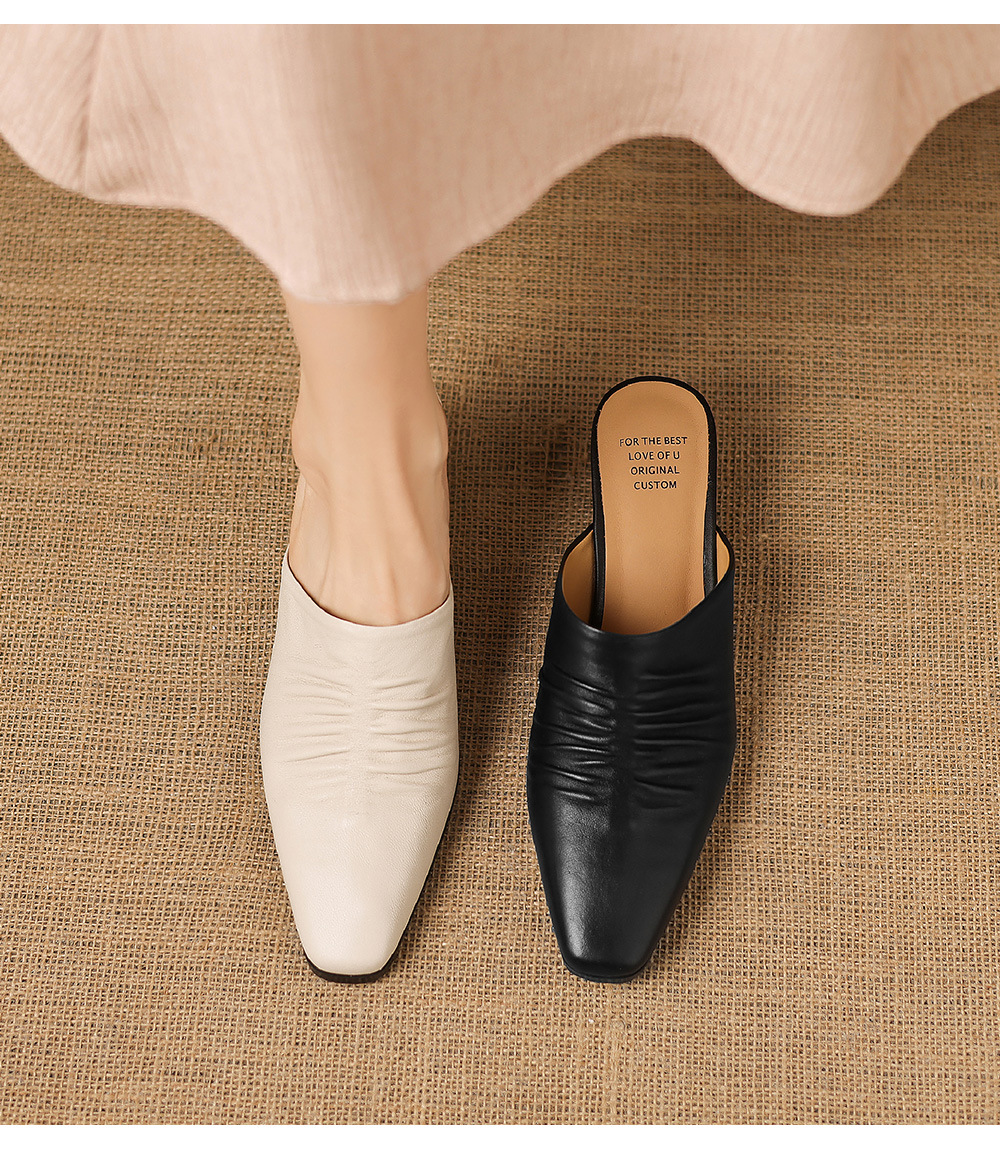 Sandal cao gót nữ mũi kín gót hở, gót 5 cm — đen chi tiết 4
