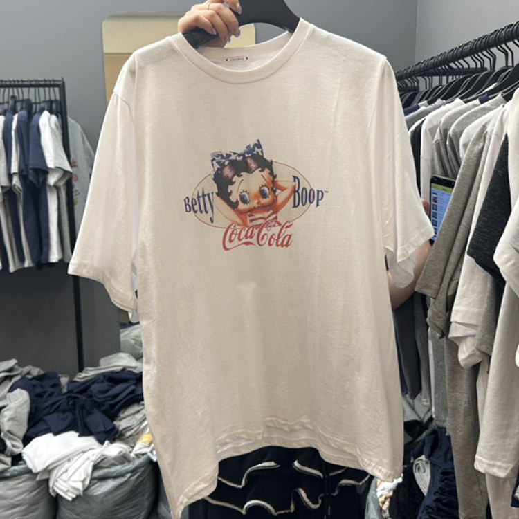 Current Korean Dongdaemun women's fashion 2026 spring-summer new versatile loose stylish Betty print short-sleeve T-shirt for women