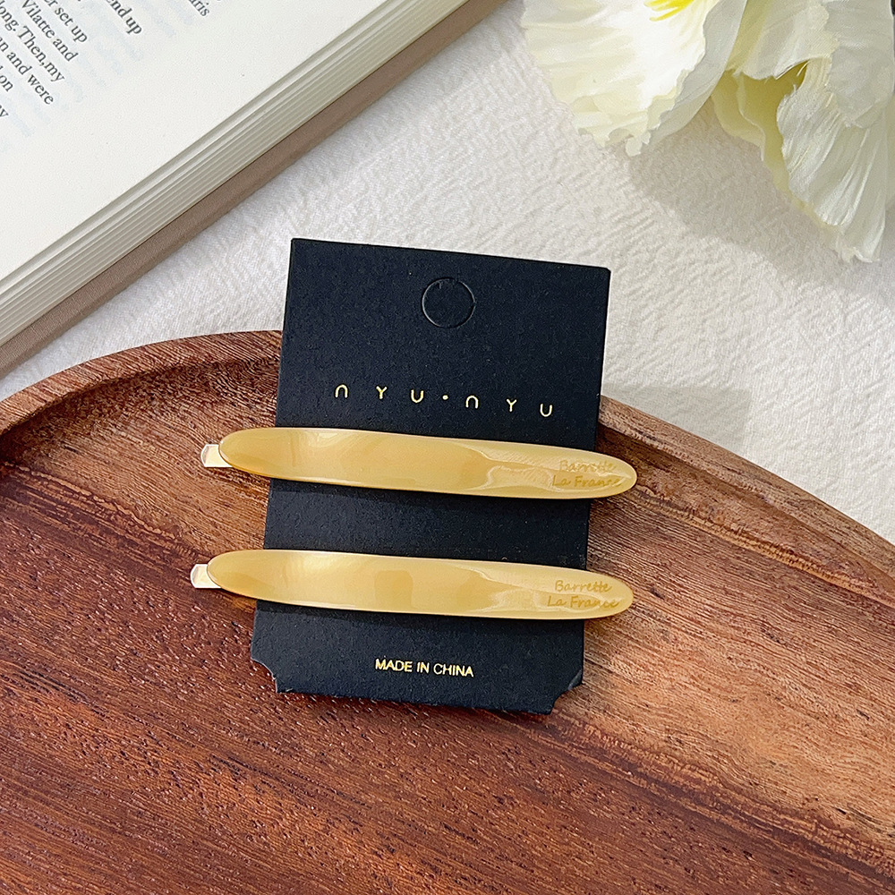 Horquilla de hoja de sauce de ácido acético estándar dorado, clip de flequillo de todo fósforo de moda, clip de una palabra, clip lateral de temperamento elegante, 2 horquillas