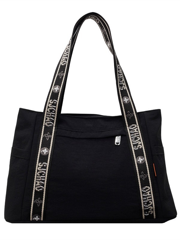 Bolso Tote portátil horizontal de tela de nailon para mujer 2025 nueva moda casual todo fósforo bolso de hombro de trabajo