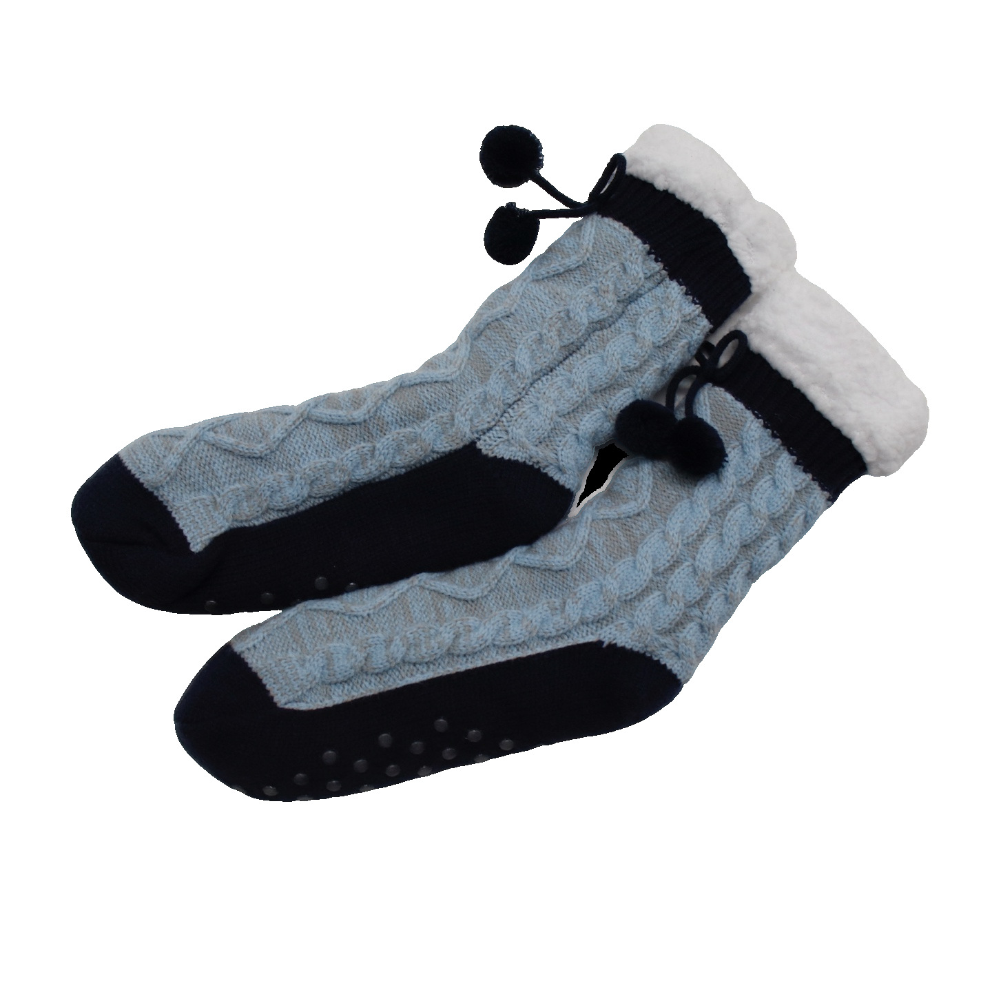 검정 바탕 헤이즈 블루 롱 플로어 삭스