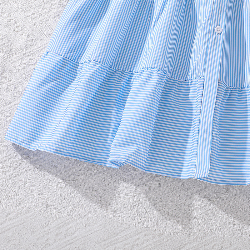 Girls' 9-11 years old autumn children's clothing 24 new fashionable striped long sleeved girls' dress_voghion.com