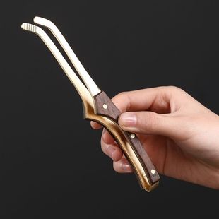 Brass Solid Wood Tea Clip Tea Cup Clip Copper Tweezers Kung Fu Tea Set Accessories Tea Making Tools Anti-Scalding and Anti-Slip Household