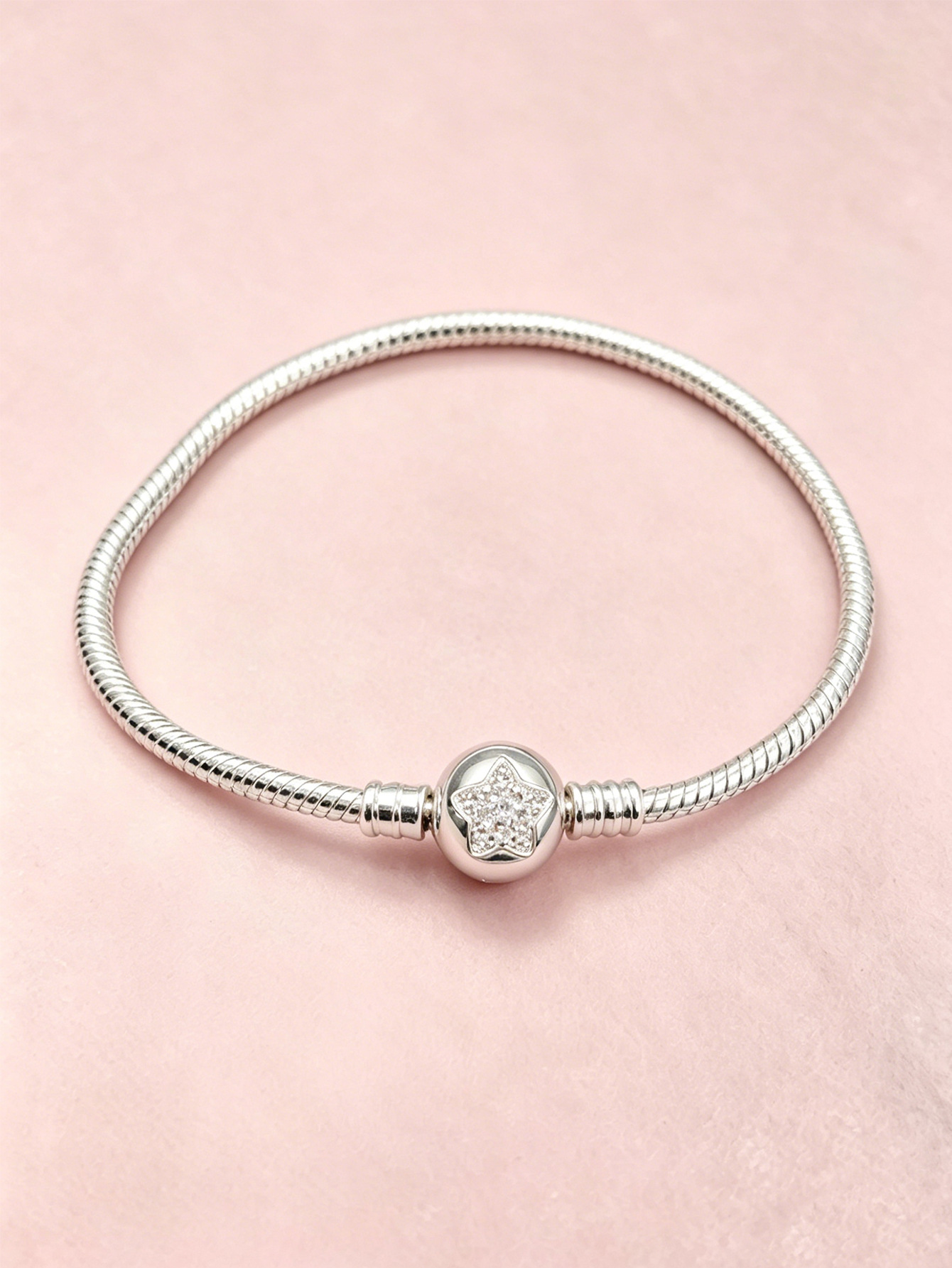 Panjia pulsera desmontable bronce simple pulsera plateada de piedra amor copo de nieve cuatro hojas joyas de la luna