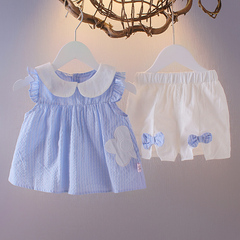 女童夏裝女寶寶洋氣公主裙套裝2024新款夏季小女孩背心短褲兩件套