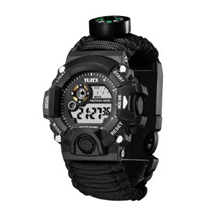 Cross-Border Hot Selling Multifunctional Outdoor Survival Paracord Watch Camping Compass Watch Night Vision Paracord Watch