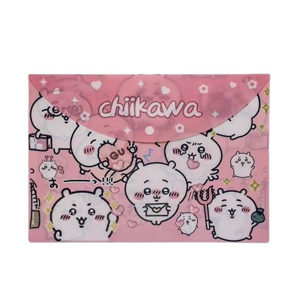 Цветная сумка для документов Chiikawa Jiyi A4, файл, папка для хранения учебных материалов, специальный тестовый лист, защелка, складывающаяся папка