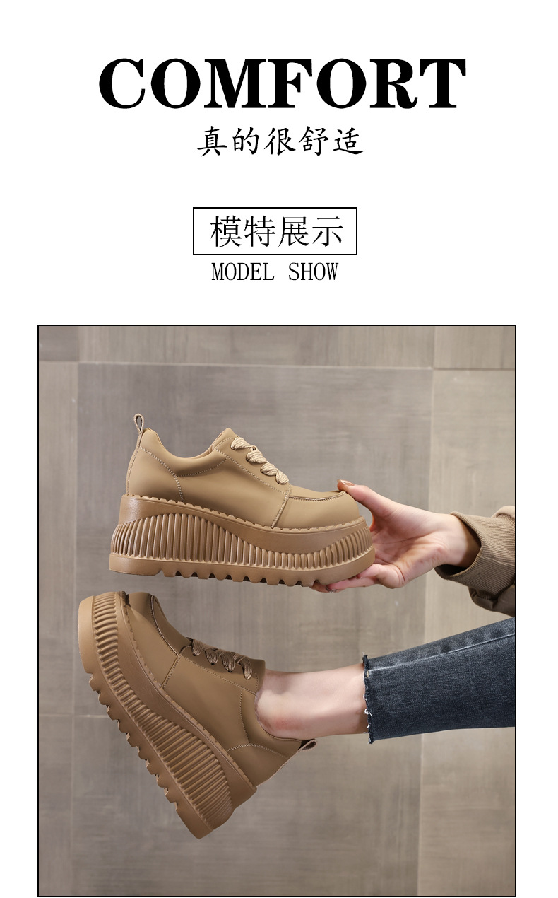 Giày sneaker nữ đế dày tăng chiều cao bên trong, đế bánh xốp mềm mại — Màu đen chi tiết 13