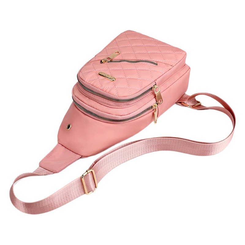 2023 new crossbody women's chest bag fashion embroidery thread rhombic shoulder messenger bag Street nylon simple chest bag