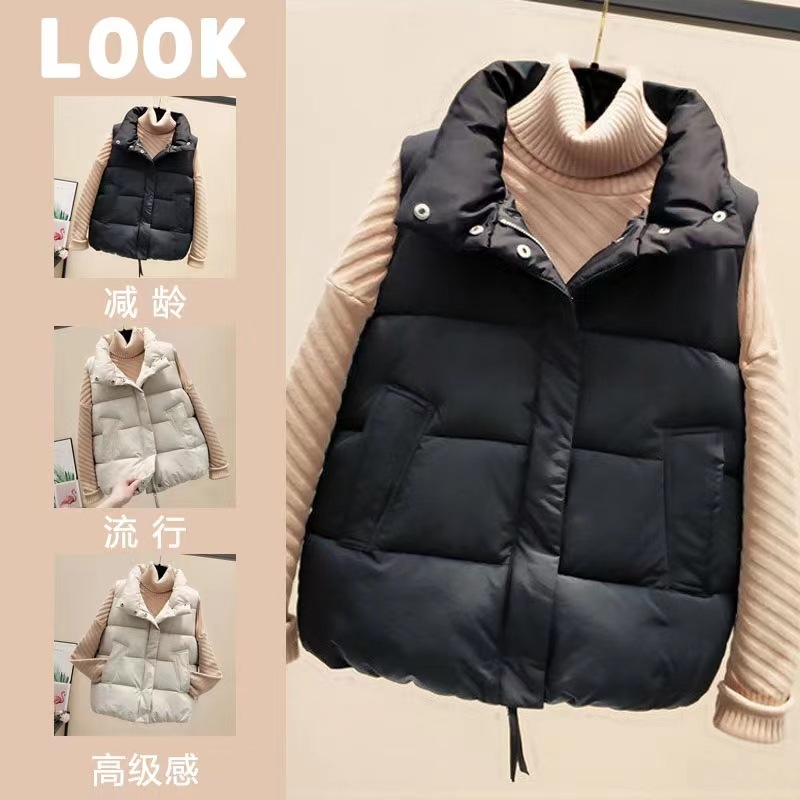 Chaleco de plumón para mujer, talla grande, corte holgado, ropa exterior, nuevo estilo otoño-invierno 2025, chaqueta sin mangas.